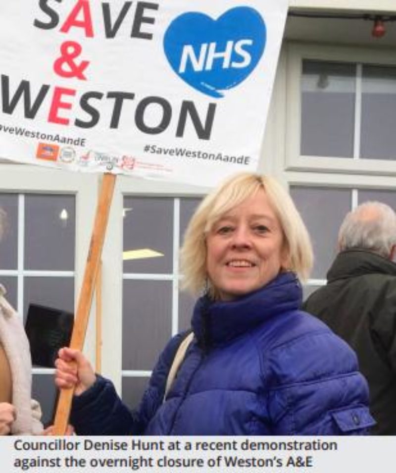 Councillor Denise Hunt at Save Weston A&E protest